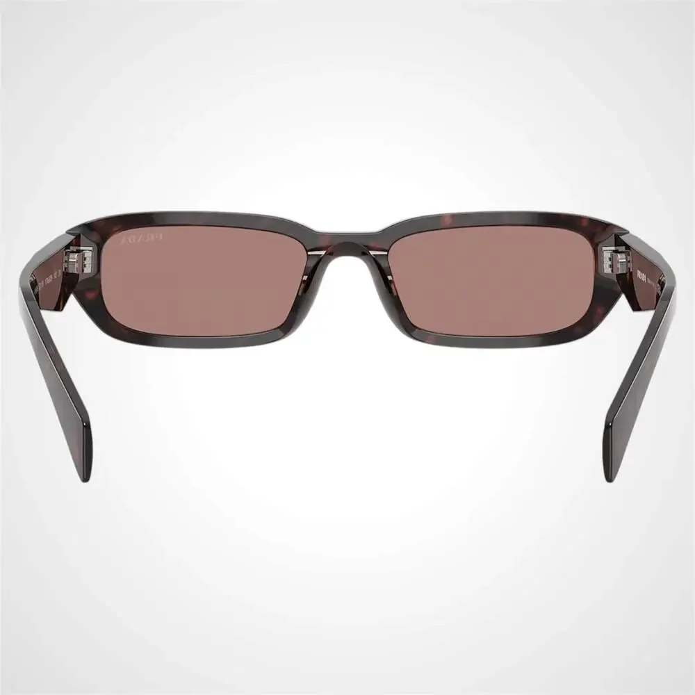 New PRADA Sunglasses Brown Tortoise Symbole Logo Rectangle w/ Case - Picture 5 of 6